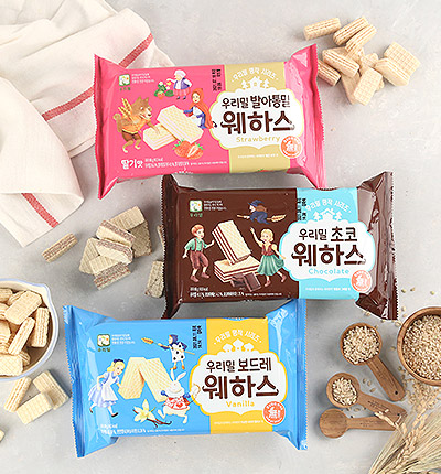우리밀, 웨하스 3종 (바닐라,초코,딸기맛)