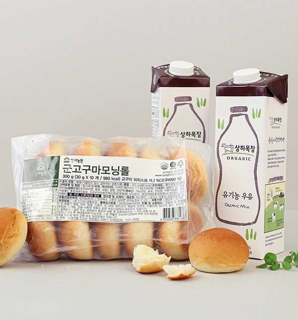 군고구마 모닝롤 300g + 후레쉬팩 유기농 우유(900ml*2팩) 정기배송