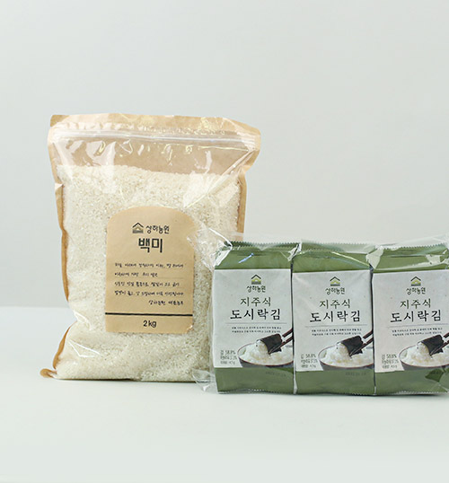 상하농원 백미 2kg+도시락 김 (4.5g*6봉) 정기배송