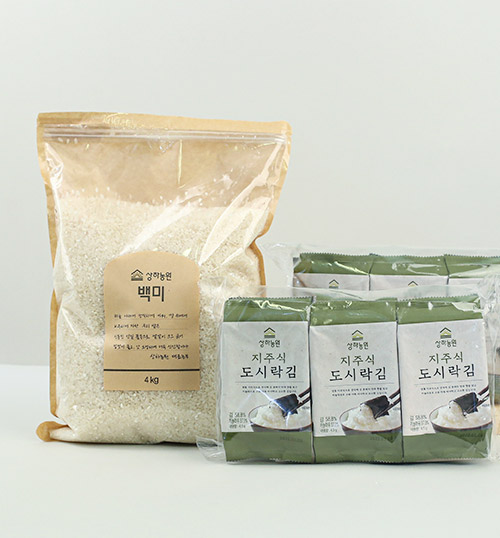 상하농원 백미 4kg+도시락 김 (4.5g*6봉)*2개 정기배송