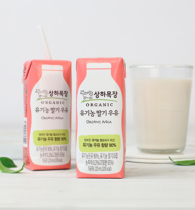 상하목장 유기농 딸기우유 125ml x 4팩 (유통기한:23/03/04)