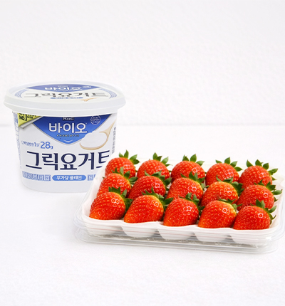 상하농원 재배 딸기 설향 400g*2팩 + 바이오 그릭 요거트 400g
